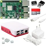 Raspberry Pi 4 4GB Starter-Set | 64GB SD Karte | USB-C Netzteil 15W | Gehäuse | 4K Micro HDMI Kabel | Kühlkörper Set | Raspberry Pi 4 Model B 4GB RAM