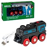 BRIO World - 33599 Akku Lok mit Mini USB - Wiederaufladbare Lokomotive - Batteriebetriebener Spielzeugzug für Kinder ab 3 Jahren