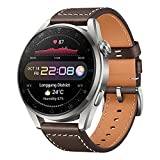 HUAWEI Watch 3 Pro - 4G Smartwatch, 1.43'' AMOLED Display, eSIM Telefonie, 5 Tage Akkulaufzeit, 24/7 SpO2 & Herzfrequenzmessung, GPS, 5ATM, 30 Monate Garantie, braunes Lederarmband