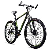 Bergsteiger Detroit 29 Zoll Mountainbike, geeignet ab 170 cm, Scheibenbremse, Shimano 21 Gang-Schaltung, Gabel-Federung mit Lockout-Funktion, Jungen-Fahrrad & Herren-Fahrrad