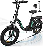 HITWAY E Bike Herren Elektrofahrräder,20 * 3.0 Zoll,E-Fahrrad klapprad, E Bike 250W Motor,36V 12Ah Batterie,Reichweite bis zu 35-90km,Off-Road Mountainbike mit 7 Gängen,City E-Bike Herren Damen,BK6S