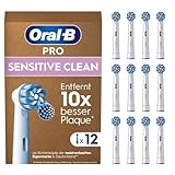 Oral-B Pro Sensitive Clean Aufsteckbürsten für elektrische Zahnbürste, X-förmige Borsten, original Oral-B Zahnbürstenaufsatz, Made in Germany, briefkastenfähige Verpackung, 12 Stück