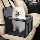 SWIHELP Dog Seat Puppy Portable Pet Booster Car Seat with Clip-on Safety Leash and PVC Frame, Anti-Collapse, Perfect for Small Pets