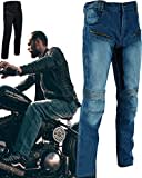 Texpeed Motorradhose mit Protektoren - Herren schwarz Motorrad schützende Jeans - Tapered Fit - Rüstung enthalten (EN 1621-1) - Blau: XL Taille/Regülar Bein