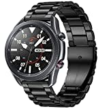 Netolo 22mm Armband Kompatibel mit Samsung Galaxy Watch 3 Armband 45mm/Galaxy Watch 46mm/Huawei Watch GT2 46mm, Metall Edelstahl Ersatz Herren Damen Armband für Samsung Gear S3 Frontier, Schwarz