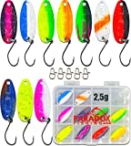 Paradox Fishing Forellen Spoon Set I 10 Spoons 2,5g mit Spoon Box und 5 Snaps I Forellenköder Set zum Forellen Angeln Forellenteig - Spoons Forelle