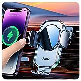 Auckly Handyhalterung Auto mit Ladefunktion, 【Smart Sense】Qi 15W Fast Wireless Charger Auto Induktives Laden Automatischer Induktion Kfz Ladegerät für iPhone 12/13/14/15/16 Pro Max Mini Plus (Silber)