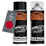 TRISTARcolor Autolack Spraydosen Set für Volvo 43 Classic Red Basislack Klarlack Sprühdose 400ml