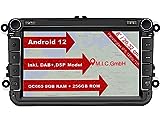 M.I.C. AV8V7-Ultra Android 12 Autoradio mit navi Qualcomm Snapdragon 665 8G+256G Ersatz für VW Golf t5 touran Passat RNS RCD Skoda SEAT: SIM DAB Plus BT 5.0 WiFi 2din 8" IPS Panzerglas Bildschirm USB