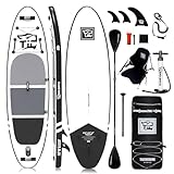 TIGERXBANG SUP Boards Stand Up Paddling Board 320x82x15cm, aufblasbare Paddle-Boards mit Doppelschläger-Paddel, Kajak-Sitz, Defender-Pro-Kollektion Schwarz