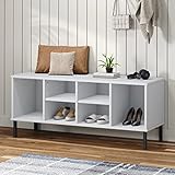 Homgoday Schuhregal mit Metallbeinen Weiß 106x35x45cm Massivholz OSLO Flur Schuhregal Organizer Eingang Wohnzimmer Kleiderschrank Aufbewahrung Schuhregal Haus & Garten