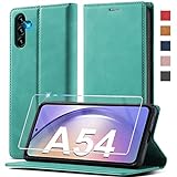 Handyhülle für Samsung Galaxy A54 5G Hülle Leder[Mit A54 Schutzfolie]für Samsung Galaxy A54 Hülle Klappbar Leder Flip Wallet 360 Stoßfeste Case Schutzhülle Klapphülle für Samsung A54 5G Hülle Holster