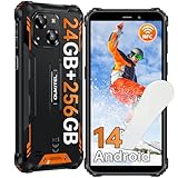 OUKITEL WP32 PRO Outdoor Smartphone Android 14, 24(6+18) GB RAM+256GB ROM/1TB Outdoor Handy Ohne Vertrag, 6300mAh, 20MP Kamera, 6.0” HD, IP68 Wasserdicht Baustellenhandy, Dual 4G SIM/NFC/OTG/Face ID