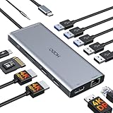 Dockingstation USB-C 2 Monitore, Laptop Docking Station Triple Display, USB C Hub Adapter 13 in 1 mit 2 HDMI, Displayport, Ethernet, PD, 5 USB, SD/TF Kartensteckplatz, 3.5mm Audio für Dell HP