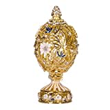 Fabergé-Stil geschnitzt Ei mit Blumen & Schmetterling 7 cm Goldfarben