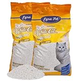 Lyra Pet® 30 Liter White Cat Katzenstreu | Mit Babypuder Duft | Feines Klumpstreu | 350% Saugkraft | Naturprodukt aus Bentonit | Stark Klumpend | Saubere Wohnung | Neutralisiert Gerüche | Staubarm