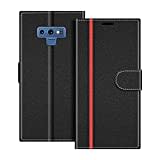 COODIO Handyhülle für Samsung Galaxy Note 9 Handy Hülle, Samsung Galaxy Note 9 Hülle Leder Handytasche für Samsung Galaxy Note 9 Klapphülle Tasche, Schwarz/Rot