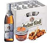 20 Flaschen Berliner Kindl Jubiläums Pils 0,5l inkl. Kasten und ein Glas original Berliner Currywurst vom legendären Curry Paule