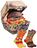 Rainbow Socks - Vege Burger Box Socks - Damen Herren Lustige Vegan Burger Gemüseburger Socken Box - Novelty Geshenk Socken für Fans vegetarischer und veganer Ernährung - 2 Paar - Größen EU 41-46