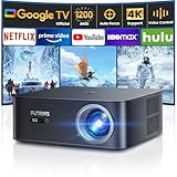 Beamer 4K【1200 ANSI/Google TV】 Netflix Official, Autofokus Trapezkorrektur Smart Beamer WiFi6 Bluetooth, Sprachsteuerung LED Beamer Tageslicht 1080P Full HD 300" für Heimkino/Outdoor Handy Projektor