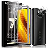 TAURI [3+3 Stück Schutzfolie Kompatibel Mit Xiaomi Poco X3 NFC und Poco X3 Pro Tempered Glass, 3 Stück Kameraschutz und 3 Stück Folie, Kratzfest Blasenfreie 9H Härte Klar HD Displayschutz Transparent