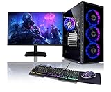 BEASTCOM Q3 Gaming PC Set Komplett, AMD Ryzen AI 6X 5,00GHz 12 Threads, 4K Radeon 760M Grafik, 32GB RAM, 1TB SSD + Monitor LED 24" + Gaming Tastatur + Maus + Mauspad, HDMI, WLAN, Windows 11 Pro