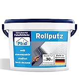 Plid® Rollputz innen & aussen fein Weiß matt [20kg] - atmungsaktiv hohe Deckkraft verarbeitungsfertig - Roll und Streichputz für aussen & innen grob & fein - Innenputz fertig - Putzfarbe innen