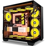 AMANSON PC Gehäuse- ATX Mid Tower Gehäuse aus gehärtetem Glas Gaming Computer Gehäuse （ohne ARGB Lüfter） H03 schwarz