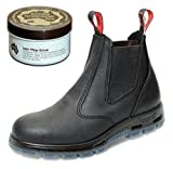 Redback USBBK Safety Work Boots aus Australien - mit Stahlkappe - Unisex + Lederpflege | Black/Schwarz | UK 10.5 / EU 45.0