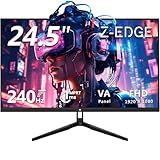 Z-Edge Gaming Monitor 24,5 Zoll 240Hz 1ms MPRT Full HD 1080P 16:9 LED Bildschirm VA Panel, 350cd/m² Helligkeit, FreeSync HDR10, DisplayPort1.4 & HDMI2.0, Unterstützt VESA 100x100mm