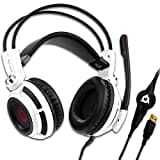 KLIM Puma - Micro Gamer Headset - 7.1 Surround-Sound - Hochqualitativer Klang - PS5 Headset mit Integrierte Vibrationen - Perfekt für PC Gaming, PS4, PS5 - Weiß