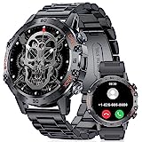 LIGE Militär Smartwatch Herren (Anruf Texte Rinnerung),1,39 Zoll Robuste Outdoor Smartwatch mit Herzfrequenz Schlafüberwachung,100+ Sportmodi Fitnessuhr Smart Watch für Android iOS, Schwarz