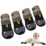 SlowTon Hundeschuhe Pfotenschutz, 4 Stück atmungsaktive Hunde Schuhe Outdoor mit Rutschfester Sohle, verstellbarem reflektierendem Klettverschluss Hundestiefel für kleine, mittlere und große Hunde