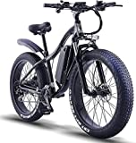 ride66 RX02 Elektrofahrrad Mountain E-Bike 26 Zoll 48V 16AH LG Zellenbatterie Fat Tire Hydraulic Brakes Shimano 21-Gang Frontstoßdämpfer (Black)