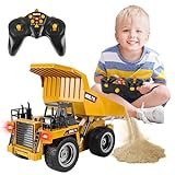 deAO Fernbedienungslader 1:18 Dumper-Bauwagen aus Druckguss mit 9 Kanal und Lichtfunktionen, 2,4 GHz RC Kipper Ferngesteuerters Muldenkipper LKW Kipplaster Spielzeug fur Kinder und Erwachsene