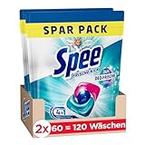 Spee Power Caps Deo-Frische Frische-Kick 120 (2x60 Waschladungen), vordosiertes Vollwaschmittel mit 4 + 1 Formel bekämpft Alltagsgerüche für 24 h Deo-Frische, für Temperaturen von 20° - 95° C