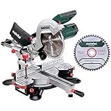 metabo Kappsäge KGS 254 M Set (Kapp- und Gehrungssäge mit Zugfunktion, 690828000) 1800W, inkl. 2 Sägeblätter Ø 254 mm, mit Laser & LED, im Karton