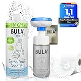 BULA® Popo Öko Glas Bundle | Feuchttuch-Schaum Starterset | Design Glasflasche (leer) + Nachfüll-Flasche + Blumen-Schaumpumpe inkl. Halter | nachhaltige Alternative für Baby u. Toiletten-Feuchttücher