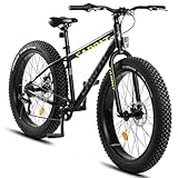 CARPAT SPORT Fatbike 26 x 4.0 Zoll Fat Tire MTB, geeignet ab 170cm, 7 Gang, mechanische Scheibenbremse, Mountainbike Fahrrad Bike für Damen Herren