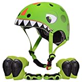 Skaterhelm Fahrradhelm mit Knieschoner Set für 2 bis 6 Jahre Jungen und Mädchen | Leicht Mikroschalen Kinderhelm Knie Pads Schutz Protektoren für Laufrad Skateboard Motorrad Sport…