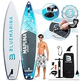 Bluemarina Stand Up Paddle Board aufblasbar Mapuna | 𝟓 𝐉𝐀𝐇𝐑𝐄 𝐆𝐀𝐑𝐀𝐍𝐓𝐈𝐄 - Bis 200 kg Tragkraft - 330x76x15 cm - Stand Up Paddling Set - Aufblasbares SUP Board - Surfbrett - Wassersport