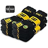 CAT Caterpillar 12 Paar REAL WORK SOCKS Damen Herren Arbeitssocken Business Socken Strümpfe Größenauswahl 35-50 (39-42, 12 Paar Schwarz)