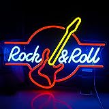 SIGNSHIP Gitarre Rock&Roll Neon Zeichen USB Powered Neon Licht Buchstaben für Wand Raum Dekor Led Lichter für Schlafzimmer Konzertsaal Bar Club Party Hochzeit Dekoration Geburtstagsgeschenk