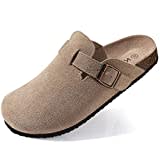 Comwarm Unisex Clogs Wildleder für Frauen aus Leder rutschfest Pantoletten mit Premium Fußbett