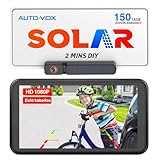 AUTO-VOX Solar Rückfahrkamera Kabellos mit 5" 1080P Monitor: 5000mAh Akku 2 Mins DIY Installation & Dual-Split Funk Rückfahrkamera, IP69K Wasserdicht Rückfahrkameras für Auto, LKW, Van, SUV, Wohnmobil