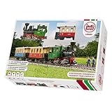 LGB 70307 Gartenbahn Starterset Personenzug– L70307, Gartenbahn-Modelleisenbahn, mit Lokomotive und Zwei Waggons, Outdoor-Eisenbahn, Spur G, 85 x 12 x 16 cm