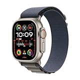 Apple Watch Ultra 2 (GPS + Cellular, 49 mm) Smartwatch mit robustem Titangehäuse und Alpine Loop Armband (Medium) in Blau. Fitnesstracker, präzises GPS, extra Lange Batterielaufzeit, CO₂ neutral