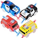 AniSqui Track Cars, 4 Pack Race Cars Autorennbahn Spielzeug Auto, 5 LED Blinklichtern Magic Toys, Childs Geschenke by