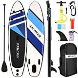 Ancheer Aufblasbares Stand Up Paddle Board mit Komplett SUP Zubehör, Rucksack, Leine, verstellbarem Paddel und Handpumpe, Bodenflosse, wasserdichter Tasche, Reparaturset, Meerblau, 305 x 76 x 15 cm