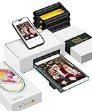 Liene Fotodrucker für Smartphone(10x15 cm)+ Packung mit 100 Blatt Fotopapier/Patrone, WiFi Handy Fotodrucker für iPhone/Android/PC, 300DPI Farbsublimation Sofortbilddrucker, Photo Printer Portable